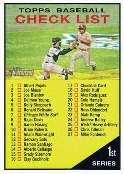 2010 Topps Heritage #17 Checklist: 1-75 Front
