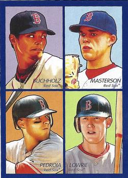 2009 Upper Deck Goudey - 4-in-1 Blue #35-84 Clay Buchholz / Justin Masterson / Jed Lowrie / Dustin Pedroia Front
