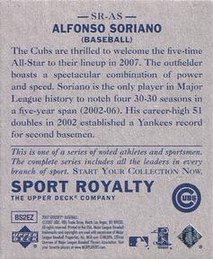 2007 Upper Deck Goudey - Sport Royalty #SR-AS Alfonso Soriano Back