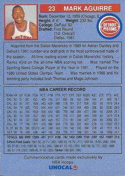 1990-91 Unocal Detroit Pistons #NNO Mark Aguirre Back