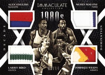2014-15 Panini Immaculate Collection - Decade Domination Quads #DD-80S3 Larry Bird / Alex English / Dominique Wilkins / Moses Malone Front