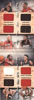 2014-15 Panini Preferred - Crazy Eights Booklet #5 Chris Andersen / Chris Bosh / Dwyane Wade / Luol Deng / Mario Chalmers / James Ennis / Shabazz Napier / Udonis Haslem Front