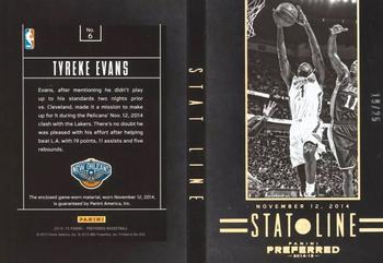 2014-15 Panini Preferred - Stat Line Booklet Prime #6 Tyreke Evans Back