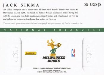 2014-15 Panini National Treasures - NBA Game Gear Signatures #GGS-JS Jack Sikma Back