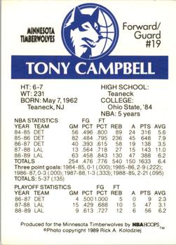 1989-90 Burger King Minnesota Timberwolves #NNO Tony Campbell Back