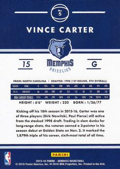 2015-16 Donruss #5 Vince Carter Back