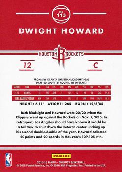 2015-16 Donruss #113 Dwight Howard Back