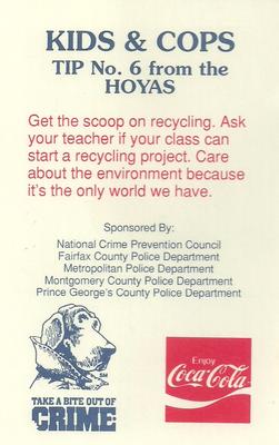 1992-93 Georgetown Hoyas Police #6 Don Reid Back