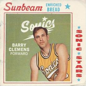 1970-71 Sunbeam Bread Seattle SuperSonics #NNO Barry Clemens Front