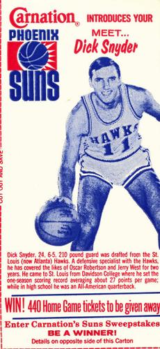 1968-69 Carnation Milk Phoenix Suns #NNO Dick Snyder Front