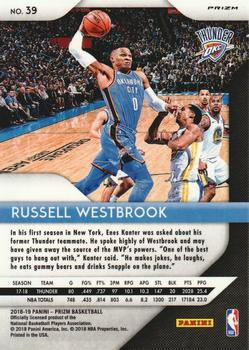 2018-19 Panini Prizm - Prizms Green #39 Russell Westbrook Back