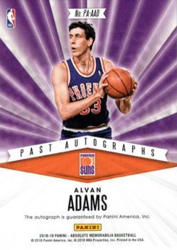 2018-19 Panini Absolute Memorabilia - Past Autographs #PA-AAD Alvan Adams Back