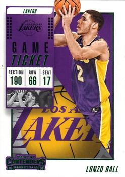 2018-19 Panini Contenders - Game Ticket Green #20 Lonzo Ball Front