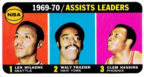 1970-71 Topps #6 1969-70 Assists Leaders (Len Wilkens / Walt Frazier / Clem Haskins) Front