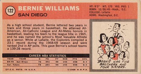 1970-71 Topps #122 Bernie Williams Back