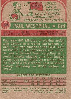 1973-74 Topps #126 Paul Westphal Back
