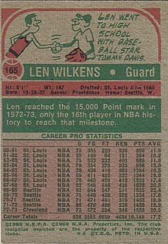 1973-74 Topps #165 Lenny Wilkens Back
