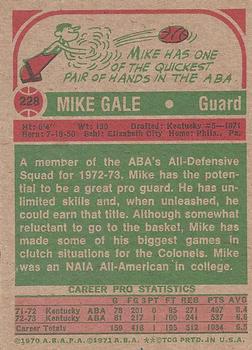 1973-74 Topps #228 Mike Gale Back