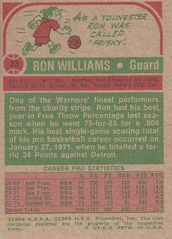 1973-74 Topps #23 Ron Williams Back