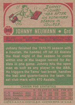 1973-74 Topps #243 Johnny Neumann Back