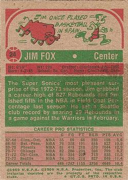 1973-74 Topps #24 Jim Fox Back