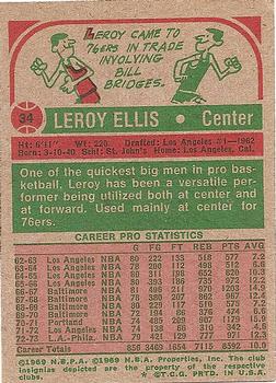1973-74 Topps #34 Leroy Ellis Back