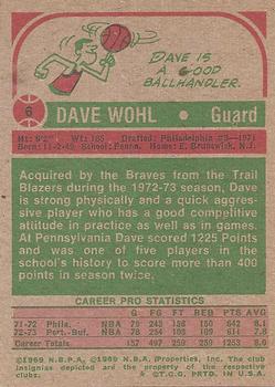 1973-74 Topps #6 Dave Wohl Back