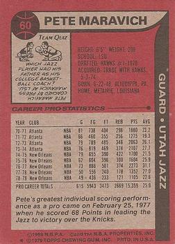 1979-80 Topps #60 Pete Maravich Back