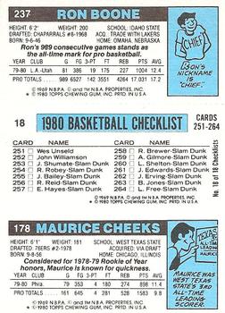 1980-81 Topps #18 / 178 / 237 Maurice Cheeks / Magic Johnson / Ron Boone Back
