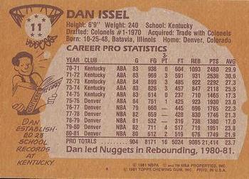 1981-82 Topps #11 Dan Issel Back