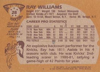 1981-82 Topps #28 Ray Williams Back