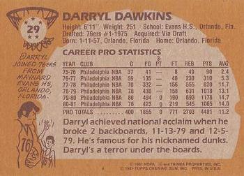 1981-82 Topps #29 Darryl Dawkins Back