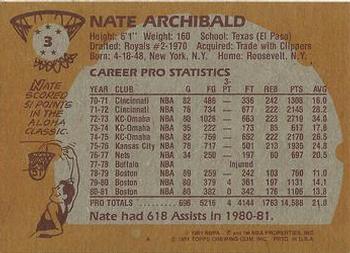 1981-82 Topps #3 Nate Archibald Back