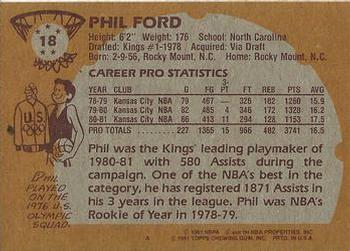 1981-82 Topps #18 Phil Ford Back