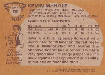 1981-82 Topps #E75 Kevin McHale Back