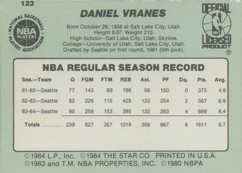 1984-85 Star #123 Danny Vranes Back