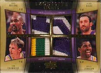 2009-10 Upper Deck Exquisite Collection - Eights Patches #90WEST Karl Malone / Jeff Hornacek / James Worthy / Vlade Divac / Tom Chambers / Magic Johnson / John Stockton / Michael Cooper Front