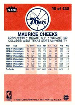 1986-87 Fleer #16 Maurice Cheeks Back