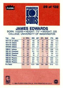 1986-87 Fleer #29 James Edwards Back