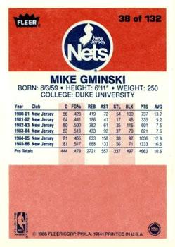 1986-87 Fleer #38 Mike Gminski Back
