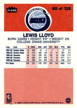 1986-87 Fleer #65 Lewis Lloyd Back