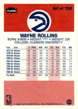 1986-87 Fleer #94 Tree Rollins Back