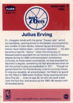 1986-87 Fleer - Stickers #5 Julius Erving Back