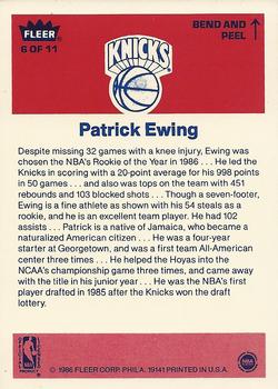 1986-87 Fleer - Stickers #6 Patrick Ewing Back