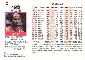 1991-92 Hoops #2 Moses Malone Back