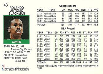 1991-92 Hoops #43 Rolando Blackman Back
