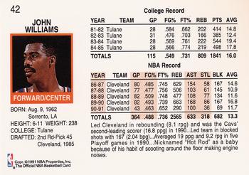 1991-92 Hoops #42 John Williams Back