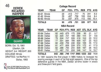1991-92 Hoops #46 Derek Harper Back