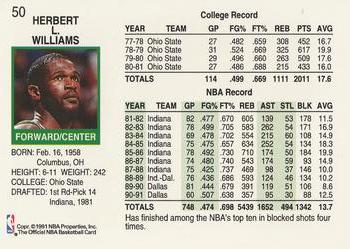 1991-92 Hoops #50 Herb Williams Back