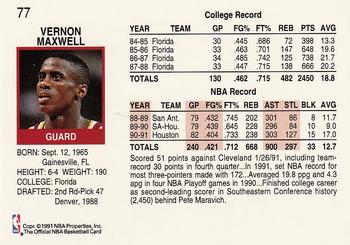1991-92 Hoops #77 Vernon Maxwell Back
